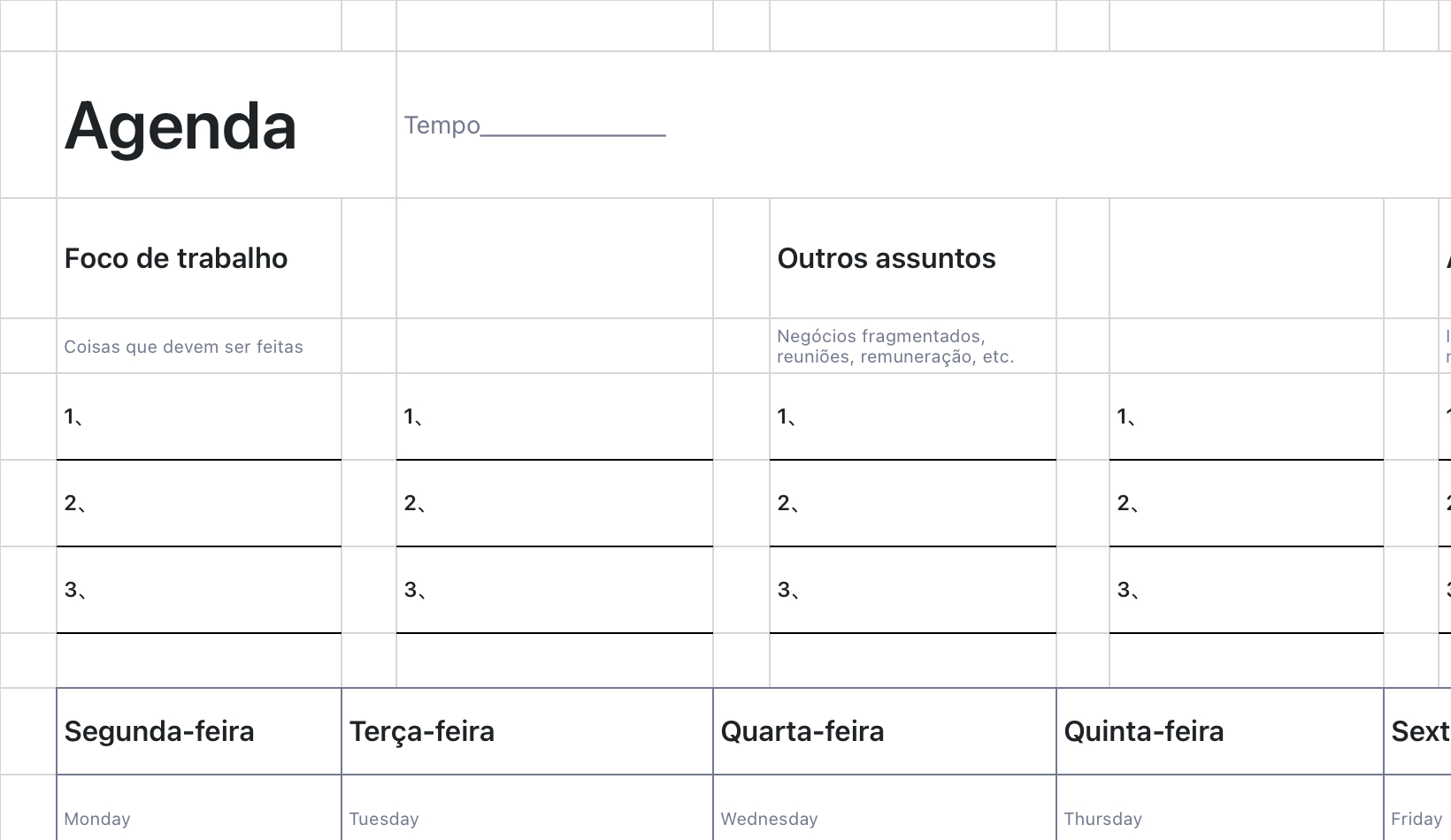 Agenda semanal